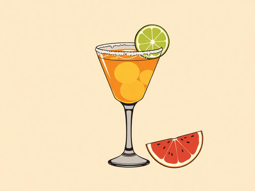 Tekening bij Mezcal paloma met limoenrand