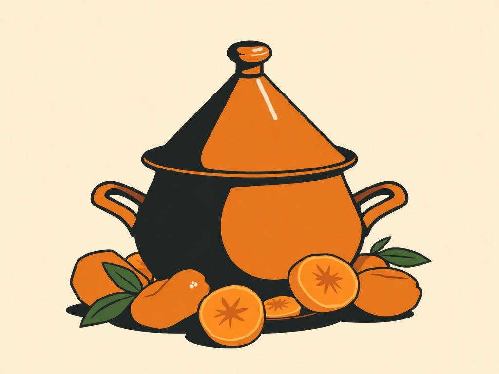 Tekening bij Lamstajine met appelsien en abrikoos